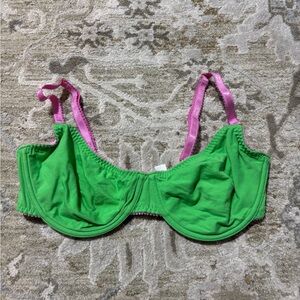 Dora Larsen Angie organic cotton underwire bra green and pink size 36e 36DD